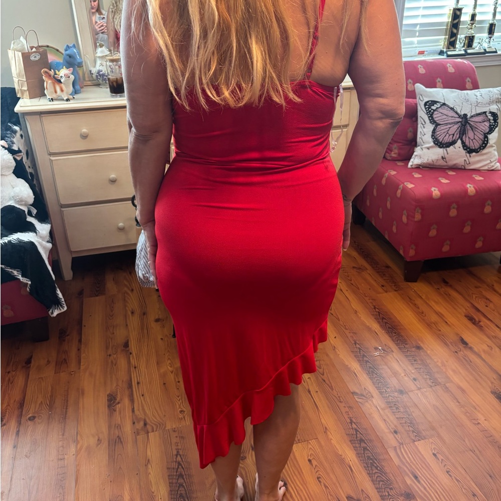 Almost Famous Vibrant Red Asymmetrical Dress